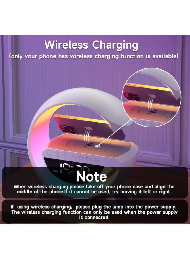 Wireless Charger Atmosphere Lamp, 2023 New Intelligent LED Table Bluetooth Speaker, Dimmable Night Light Touch Lamp Alarm Clock with Music Sync, App Control for Bedroom Home Decor - Image 5